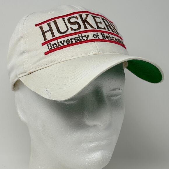 Vintage 90s Nebraska Cornhuskers Hat Cap UNL 3 Bar Line The Game Snapback White - Picture 15 of 15